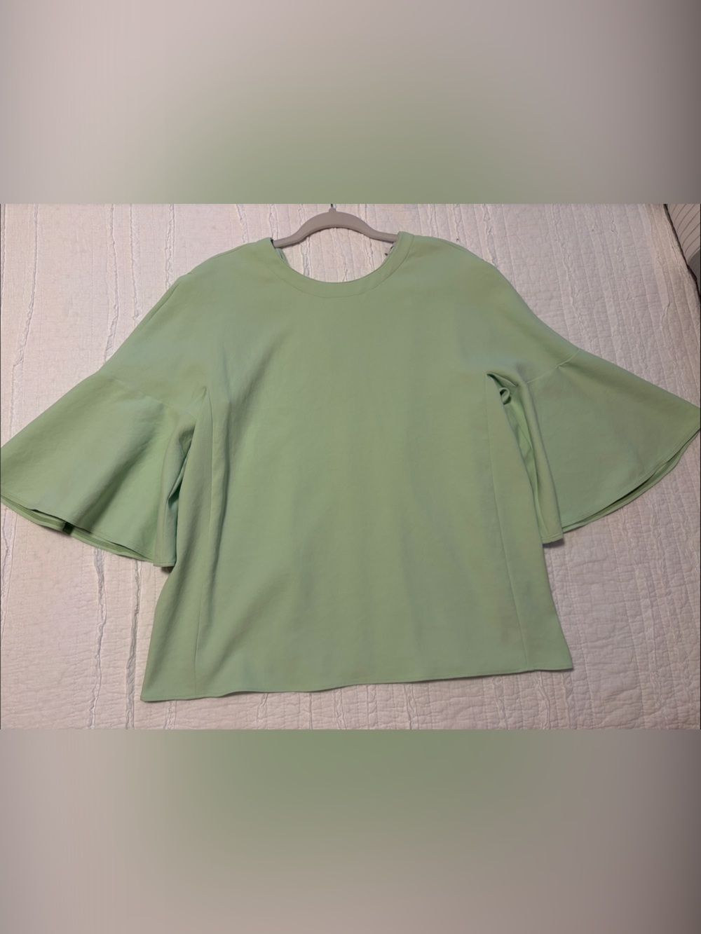 Tibi Mint Green Flutter Sleeve Blouse